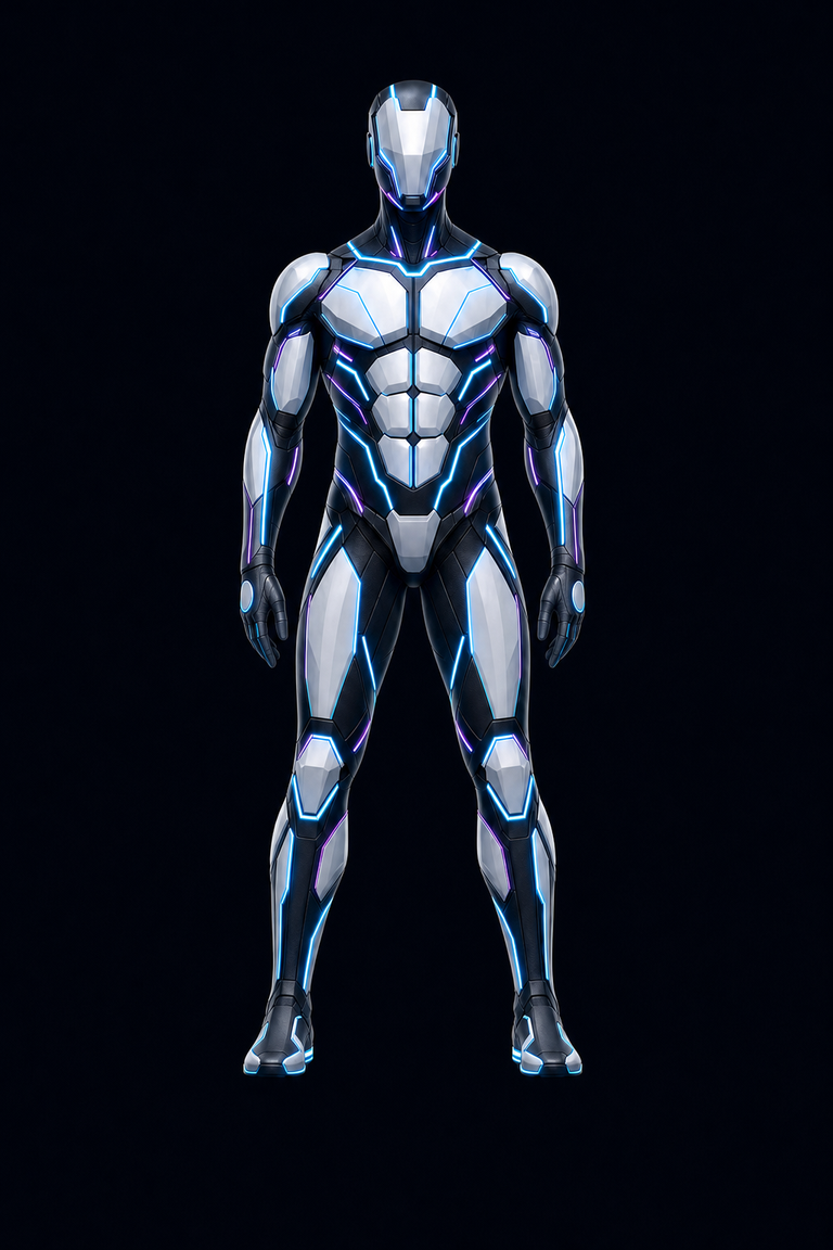 Front view futuristic athletic body